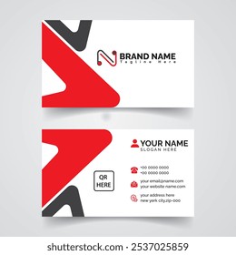 Double-sided creative business card template. red color business card template. Modern business card design. personal visiting card, vector illustration
