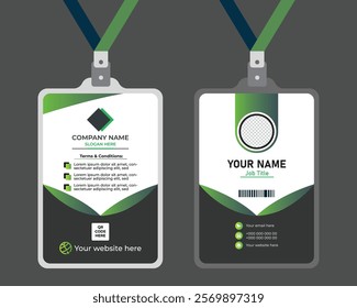 Double-sided creative business card template. Black and dark green shape business card template. Vector illustration