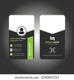 Double-sided creative business card template Green and Black color Business Card Mockup. template, Clean professional business card template