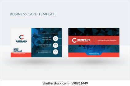 Double-sided creative business card template. Vector illustration. Stationery design