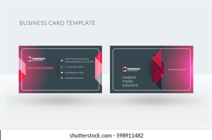 Double-sided creative business card template. Vector illustration. Stationery design