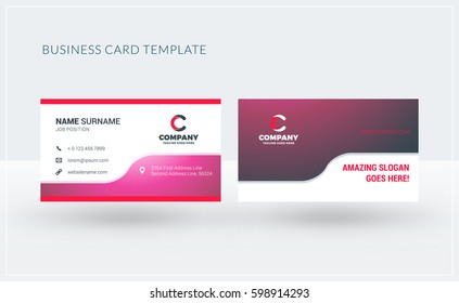 Double-sided creative business card template. Vector illustration. Stationery design