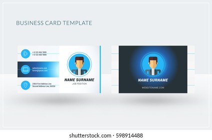 Double-sided creative business card template. Vector illustration. Stationery design