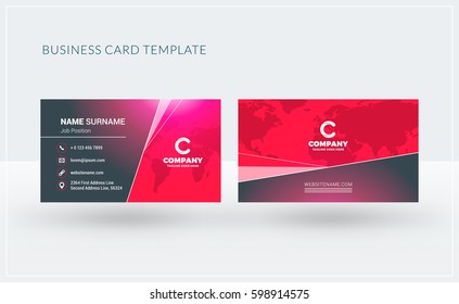 Double-sided creative business card template. Vector illustration. Stationery design