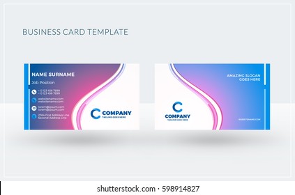 Double-sided creative business card template. Vector illustration. Stationery design