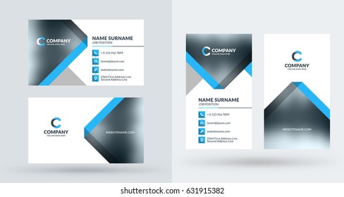 Double-sided creative business card template. Portrait and landscape orientation. Horizontal and vertical layout. Vector illustration