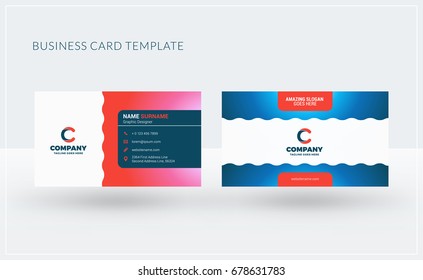 Double-sided creative business card template. Vector illustration. Stationery design