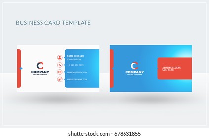 Double-sided creative business card template. Vector illustration. Stationery design