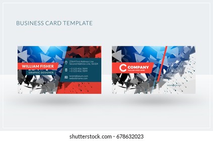 Double-sided creative business card template. Vector illustration. Stationery design