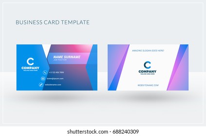 Double-sided creative business card template. Vector illustration. Stationery design