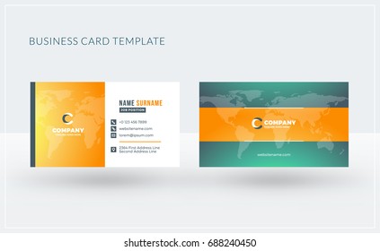 Double-sided creative business card template. Vector illustration. Stationery design