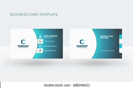 Double-sided creative business card template. Vector illustration. Stationery design