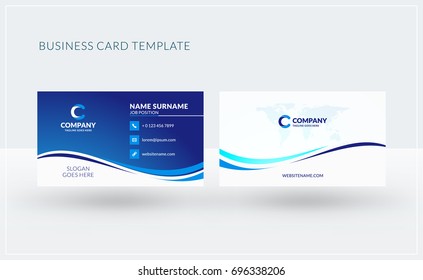 Double-sided creative business card template. Vector illustration. Stationery design
