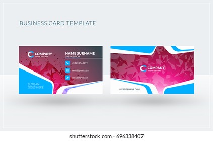 Double-sided creative business card template. Vector illustration. Stationery design