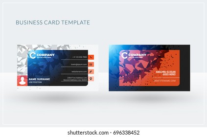 Double-sided creative business card template. Vector illustration. Stationery design