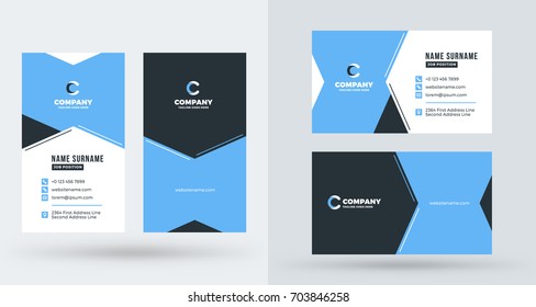 Double-sided creative business card template. Portrait and landscape orientation. Horizontal and vertical layout. Vector illustration