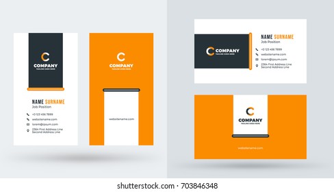 Double-sided creative business card template. Portrait and landscape orientation. Horizontal and vertical layout. Vector illustration