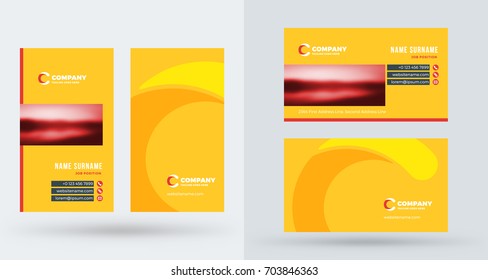 Double-sided creative business card template. Portrait and landscape orientation. Horizontal and vertical layout. Vector illustration