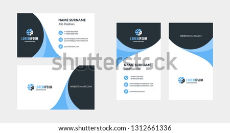 Double-sided creative business card template. Portrait and landscape orientation. Horizontal and vertical layout. Vector illustration