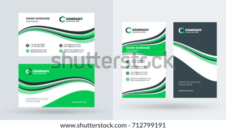 Double-sided creative business card template. Portrait and landscape orientation. Horizontal and vertical layout. Vector illustration