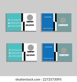 Plantilla de tarjeta de visita creativa de doble cara.Diseño horizontal y vertical.Tarjeta de presentación creativa y creativa verde y azul, vector de plantilla horizontal simple y limpio.