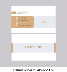 Double-sided creative business card template.Portrait and landscape orientation.Horizontal and vertical layout.Personal visiting card with company logo. white color theme.