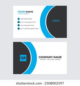 Double-sided creative business card vector design template. Business card for business and personal and company use. Vector illustration design. Horizontaland  vertical layout, Print ready