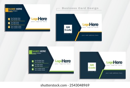 Double-sided creative business card vector design template. Business card for business and personal use. Vector illustration design. Horizontal layout, Print ready with mockup template