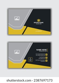 Plantilla de tarjeta de negocios limpia y creativa de doble cara. Orientación vertical. Diseño horizontal. Ilustración vectorial.