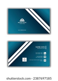 Double-sided creative and clean business card template. Portrait orientation. Horizontal layout. Vector illustration.