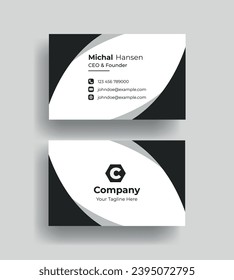 Double-sided creative Professional modern simple unique blue minimalist gold elegant vector blank vertical and clean business card design print template
