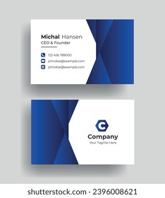 Double-sided creative Professional modern simple unique blue minimalist gold elegant vector blank vertical and clean business card design print template
