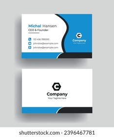 Double-sided creative Professional modern simple unique blue minimalist gold elegant vector blank vertical and clean business card design print template
