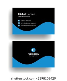 Double-sided creative Professional modern simple unique blue minimalist gold elegant vector blank vertical and clean business card design print template
