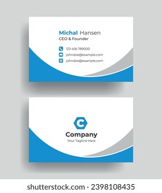 Double-sided creative Professional modern simple unique blue minimalist gold elegant vector blank vertical and clean business card design print template
