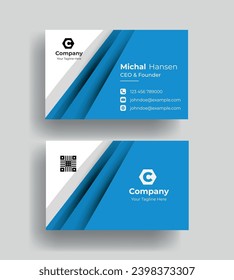 Double-sided creative Professional modern simple unique blue minimalist gold elegant vector blank vertical and clean business card design print template
