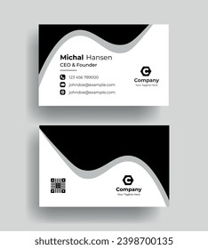 Double-sided creative Professional modern simple unique blue minimalist gold elegant vector blank vertical and clean business card design print template
