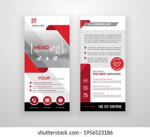 Double-sided DL Flyer Design. Brochure Or Flyer Template. Layout With Modern Elements And Photo Space.