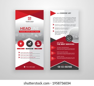 Double-sided DL Flyer Design. Brochure Or Flyer Template. Layout With Modern Elements And Photo Space.