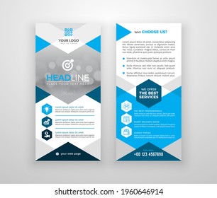 Double-sided DL flyer design. Brochure or flyer template. Layout with modern elements and photo space.