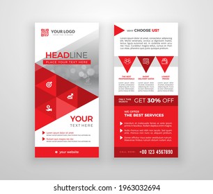 Double-sided DL flyer design. Brochure or flyer template. Layout with modern elements and photo space.