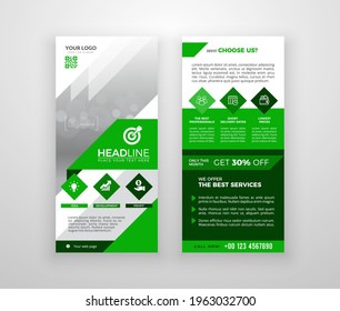 Double-sided DL flyer design. Brochure or flyer template. Layout with modern elements and photo space.