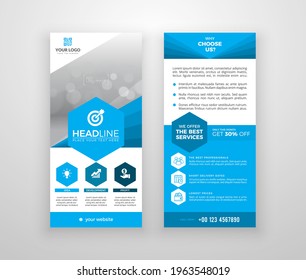 Double-sided DL flyer design. Brochure or flyer template. Layout with modern elements and photo space.