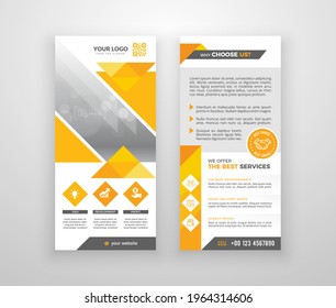 Double-sided DL flyer design. Brochure or flyer template. Layout with modern elements and photo space.