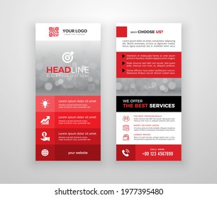 Double-sided DL Flyer Design. Brochure Or Flyer Template. Layout With Modern Elements And Photo Space.