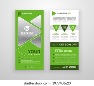 Double-sided DL flyer design. Brochure or flyer template. Layout with modern elements and photo space.