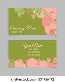 Double-sided floral vintage business card with abstract flowers.