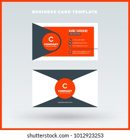 Double-sided horizontal business card template. Vector mockup illustration. Stationery design. Red and black color theme