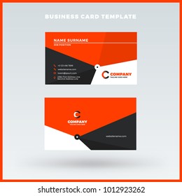 Double-sided horizontal business card template. Vector mockup illustration. Stationery design. Red and black color theme