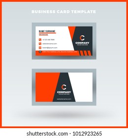 Double-sided horizontal business card template. Vector mockup illustration. Stationery design. Red and black color theme